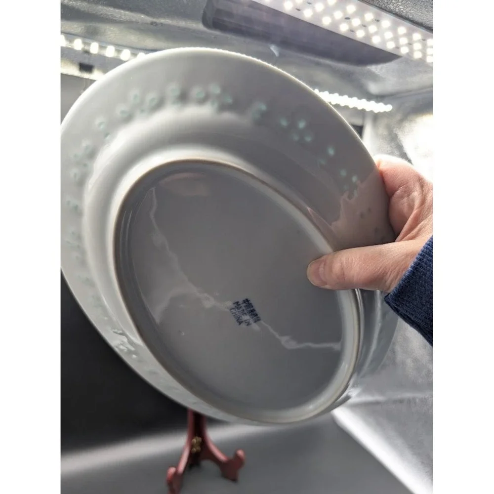 Vintage Jingdezhen Rice Grain Serving Platter Plate 9x12 Chrysanthemum Porcelain